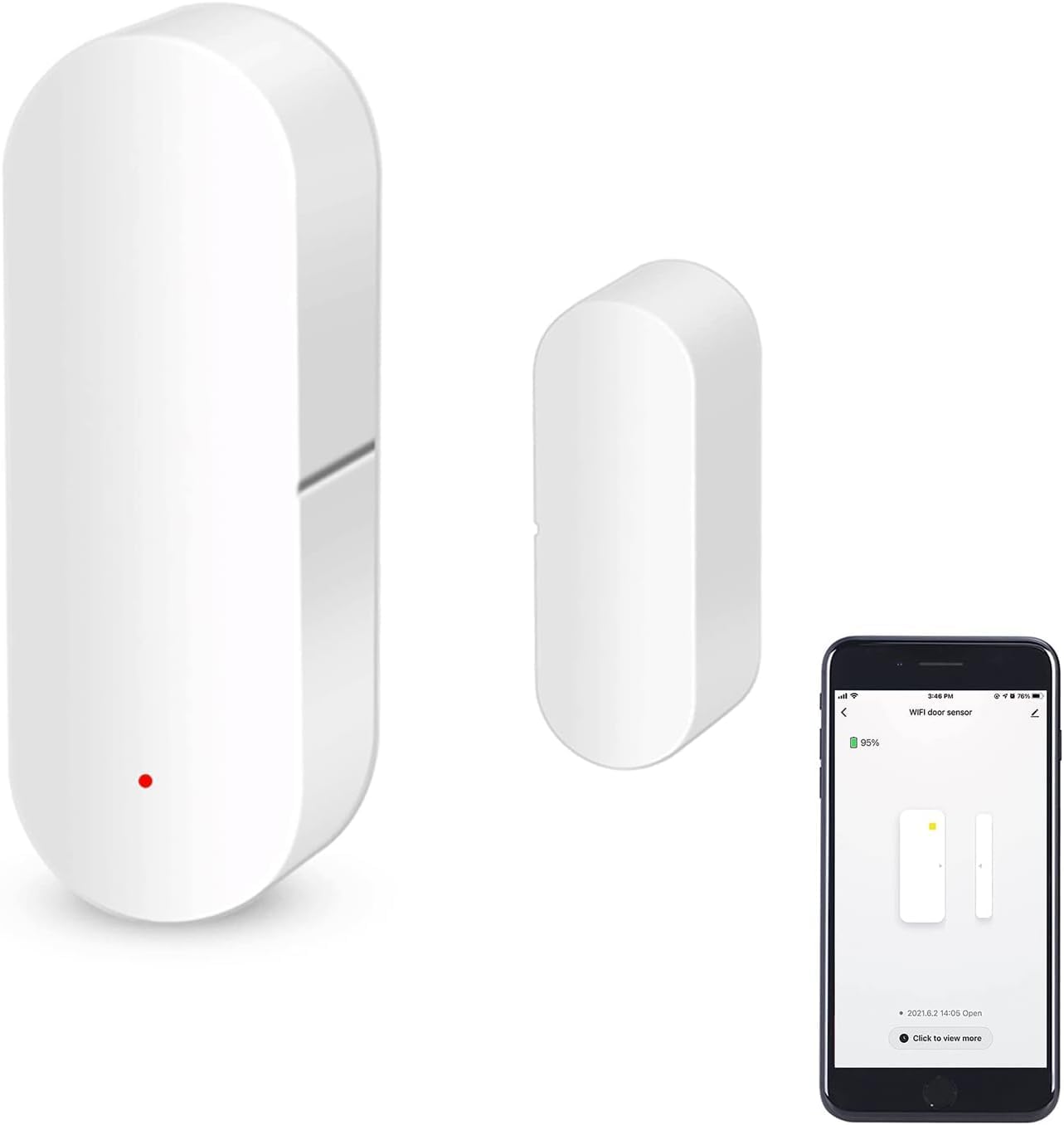 Sensore porta WiFi, sensore di contatto intelligente finestra, sensore di contatto wireless, allarme per porta finestra, compatibile con Alexa e Google Assistant, nessun hub necessario,1 Pack