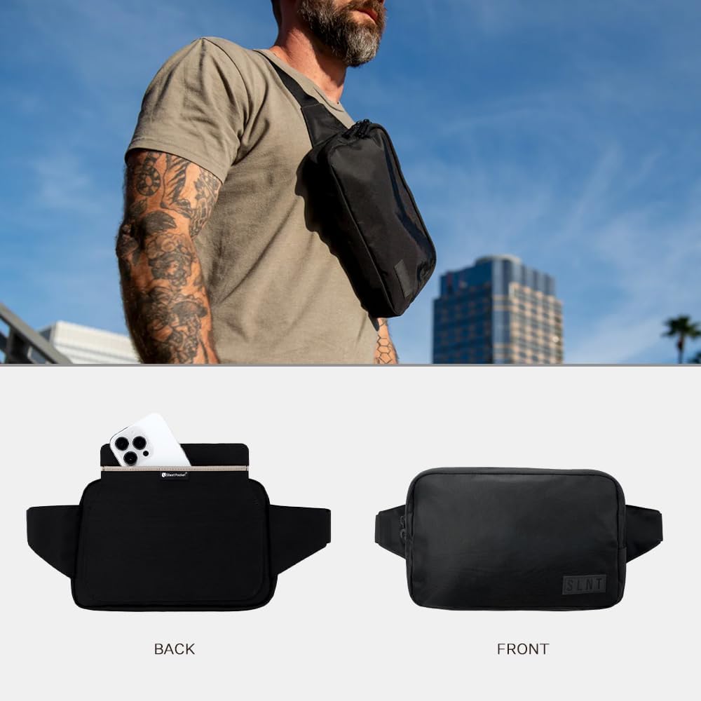 Silent Pocket SLNT Borsa a tracolla Faraday compatta con custodia per telefono Faraday con blocco del segnale, riduzione EMF e tasche con blocco RFID