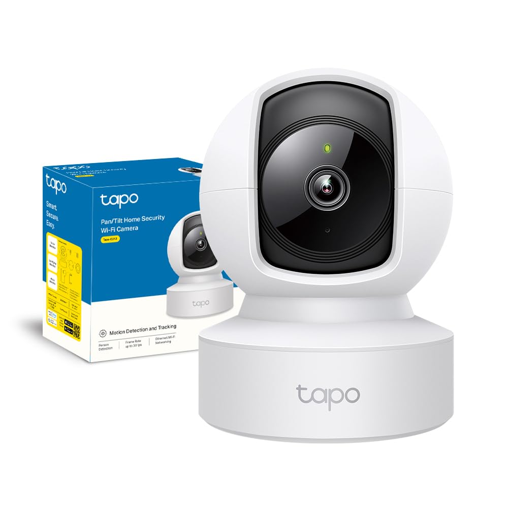 Tapo C210 Telecamera Wi-Fi Interno 2K(3MP), Videocamera Sorveglianza, Visione Notturna, Notifiche in Tempo Reale, Storage su Cloud, MicroSD fino a 512GB, Funziona con Alexa e Google Assistant