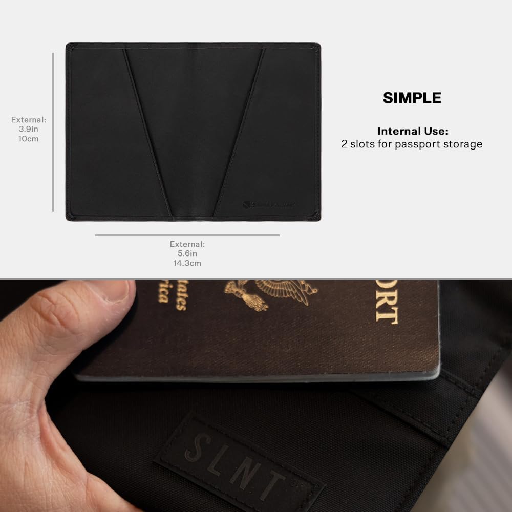 Silent Pocket Portafoglio per passaporto in pelle nera con blocco RFID, ideale per i viaggi