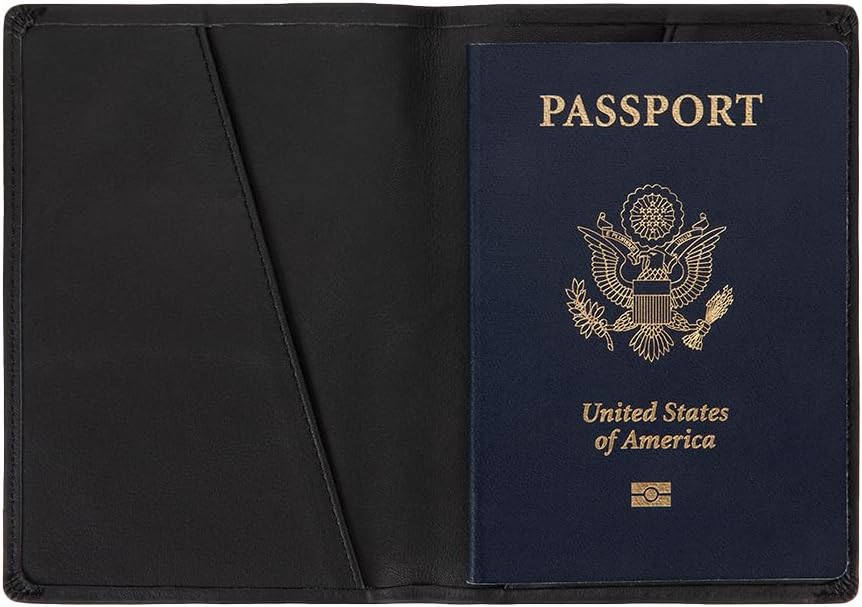 Silent Pocket Portafoglio per passaporto in pelle nera con blocco RFID, ideale per i viaggi