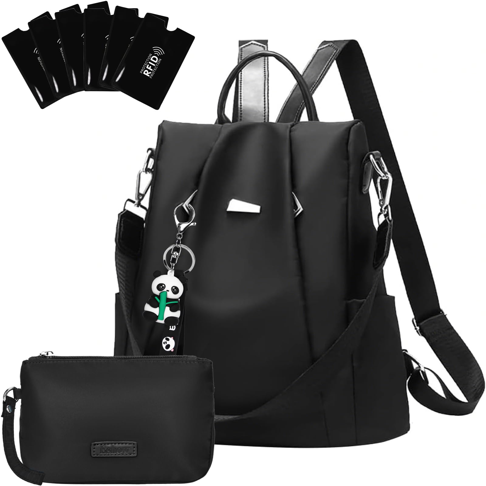 Eshow Zaino Da Donna Antifurto, Zainetto Multifunzionale, Borsa Casual ed Moda per Viaggio, Scuola, Lavoro, Shopping, Visite e Università