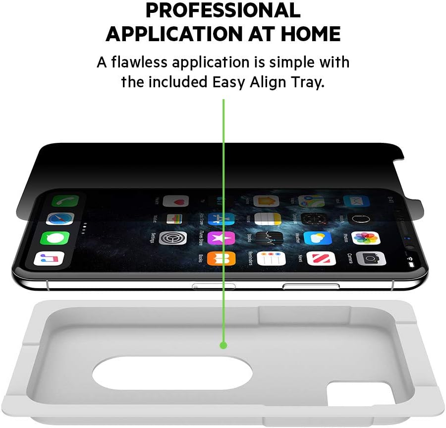 Belkin SCREENFORCE Tempered Glass Privacy Screen Protector for iPhone Xs Max, iPhone 11 Pro Max, OVA005zz