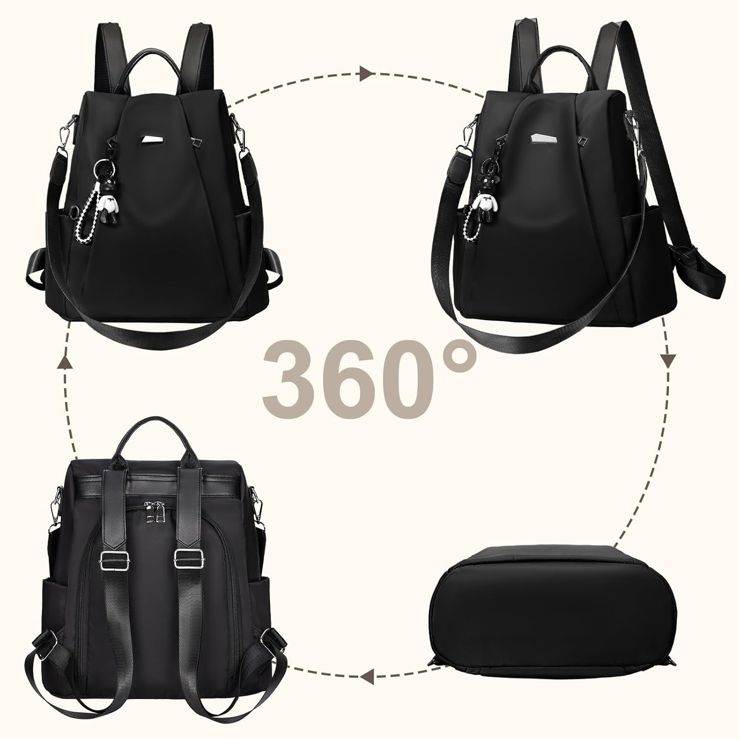 Eshow Zaino Da Donna Antifurto, Zainetto Multifunzionale, Borsa Casual ed Moda per Viaggio, Scuola, Lavoro, Shopping, Visite e Università