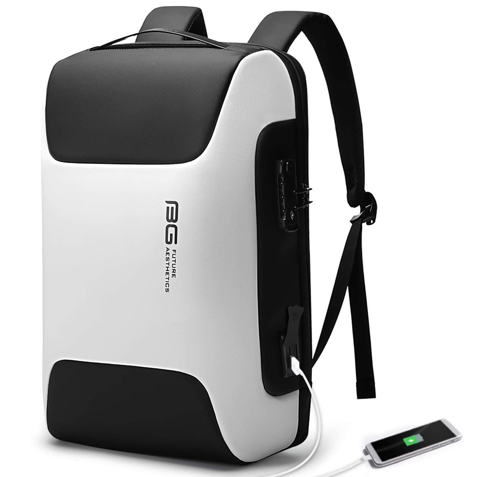 BANGE Anti Theft Business Backpack Fits 15.6 Inch Laptop,Lock Backpack with USB3.0 Charging Port for Office Work,Slim Laptop Backpack for Men and Women