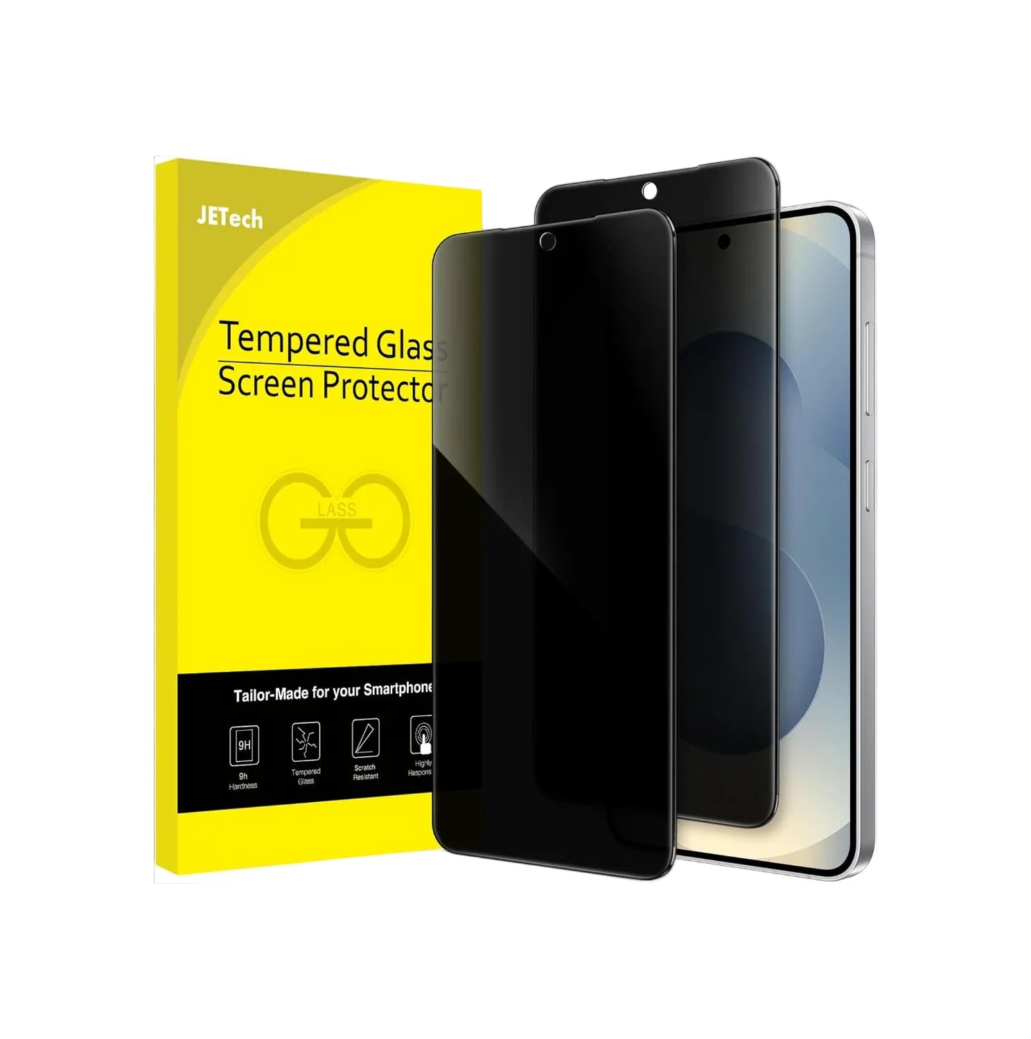 JETech Privacy Pellicola Protettiva per Samsung Galaxy S25 5G, Anti-Spy Vetro Temperato Film, Compatibile con ID Impronte Digitali, Pacco da 2
