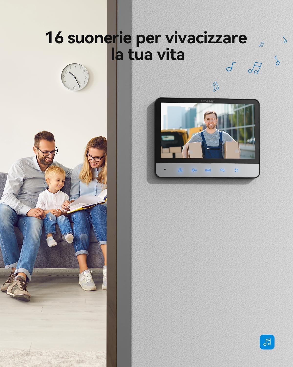 TMEZON Videocitofono 4 fili Monofamiliare Citofoni,Monitor Colori 7 pollici e Campanello esterno con telecamera Visione Notturna,V20