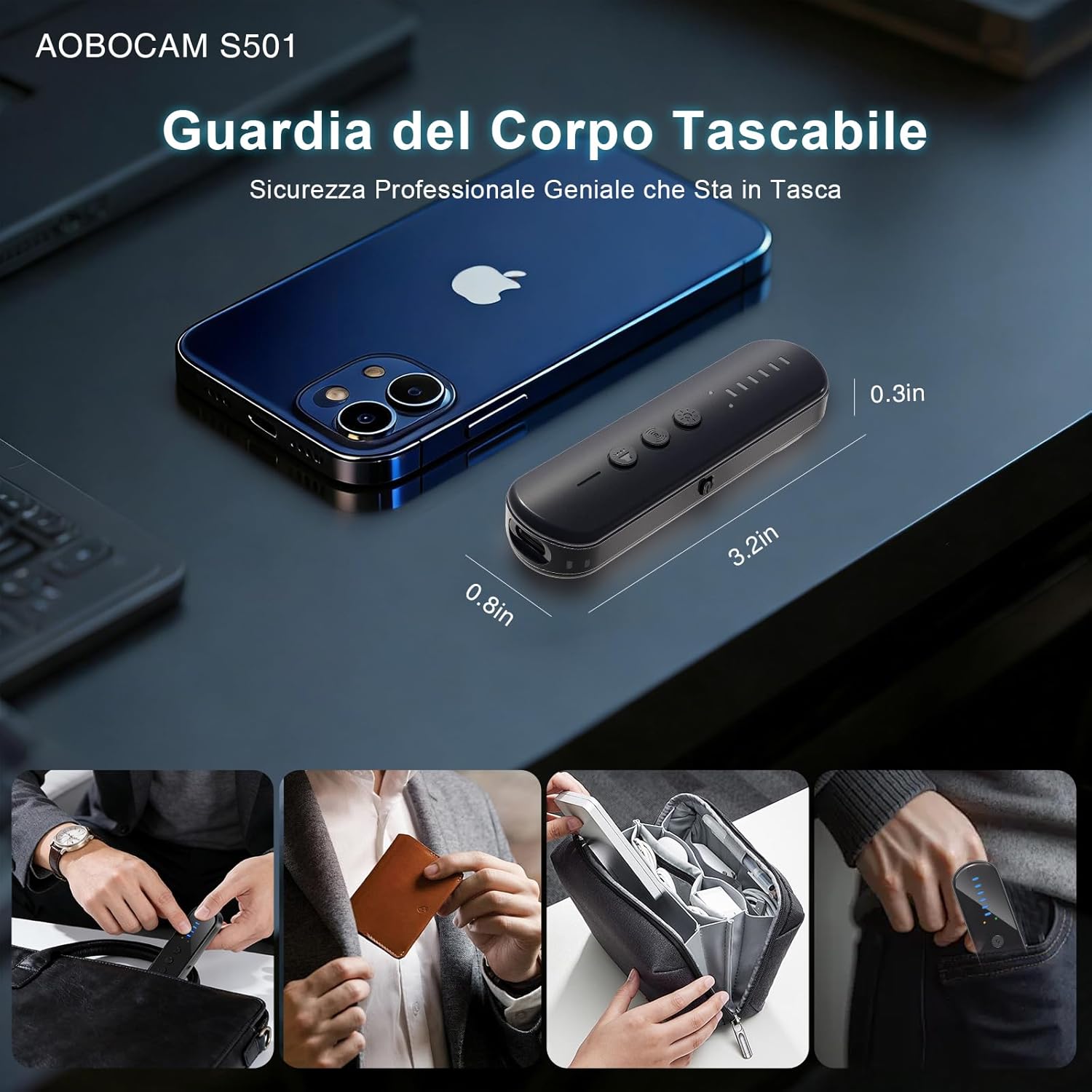 AOBOCAM Rilevatore Telecamere Nascoste, Rilevatore Microspie con IA, Anti-Spia Portatile con Scanner RF e Rilevatore GPS per Sicurezza Casa, Ufficio, Auto, Hotel e Viaggi (M)