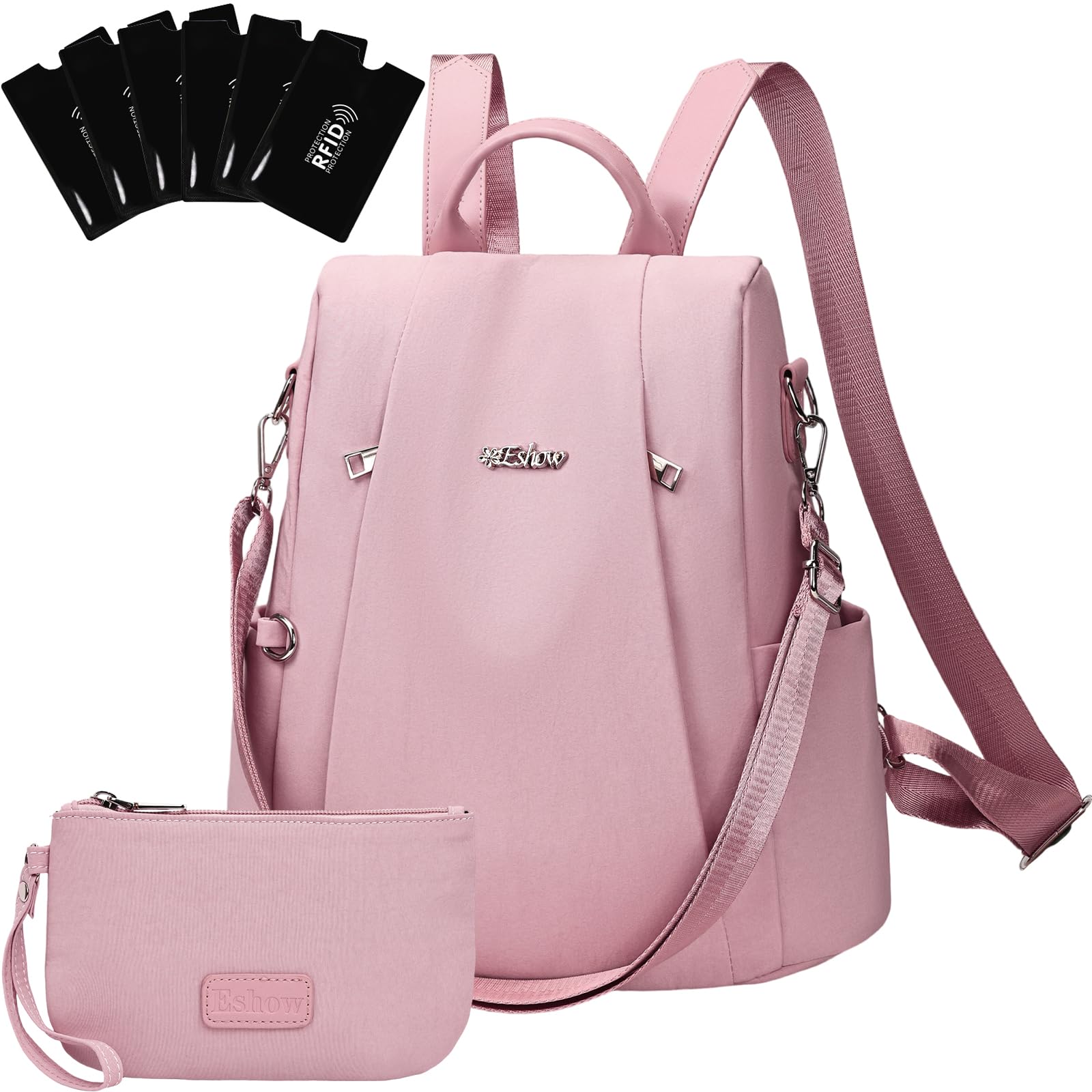 Eshow Zaino Da Donna Antifurto, Zainetto Multifunzionale, Borsa Casual ed Moda per Viaggio, Scuola, Lavoro, Shopping, Visite e Università