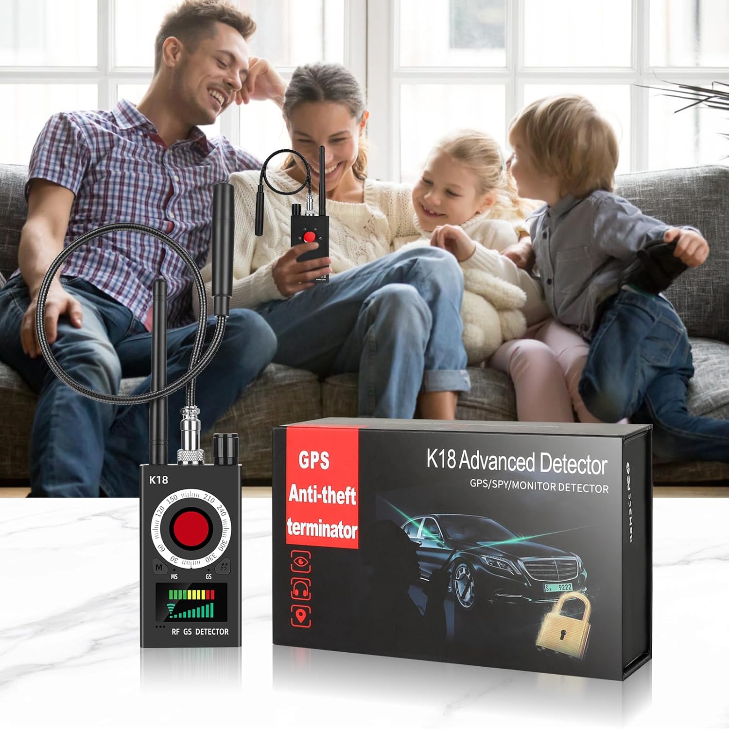 Rilevatore Microspie 4 in 1 – Rilevatore di Telecamere Nascoste, GPS Tracker, RF Signal Scanner e Forte Rilevatore Magnetico con 5 Livelli di Sensibilità per Casa Ufficio Hotel