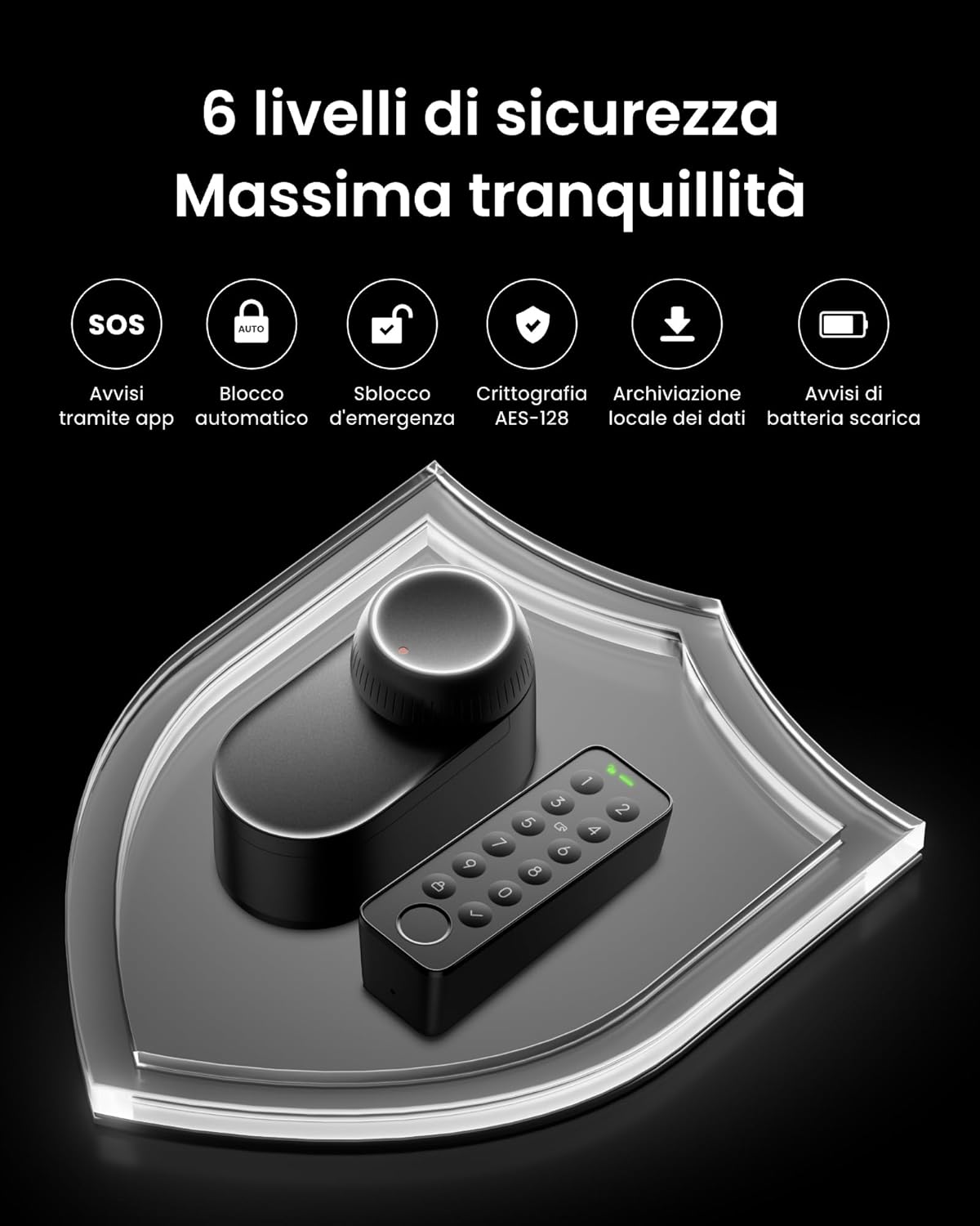 SwitchBot WiFi Smart Lock Ultra Con Tastierino Touchscreen, Serratura Smart Con Impronte Digitali, Serratura Elettronica Con Batteria Ricaricabile, Adatta A Porte Europee, Matter/Alexa/Google