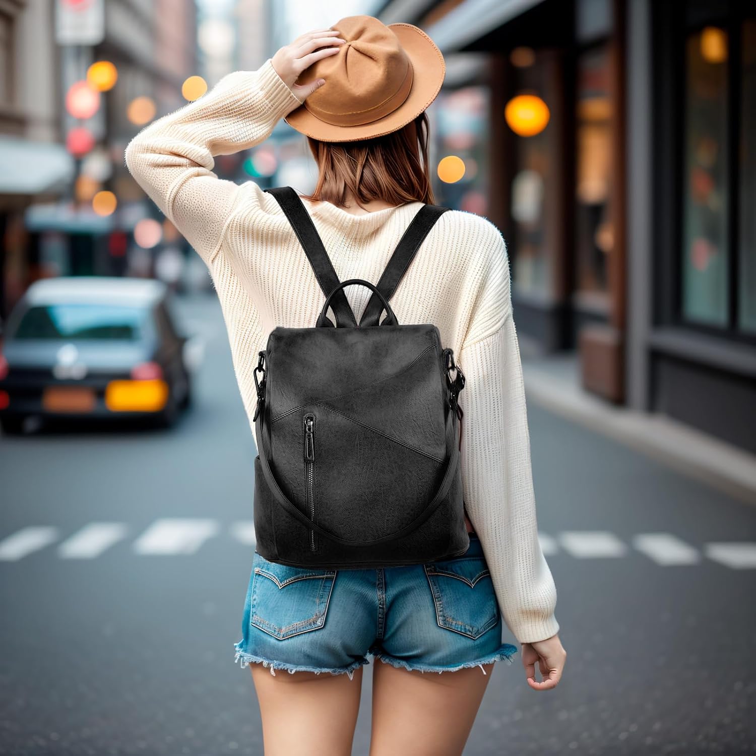 molshine Zaino antifurto in pelle vegana, Zaino da viaggio moda casual Borsa a tracolla Borse da donna per donna Grils HB041