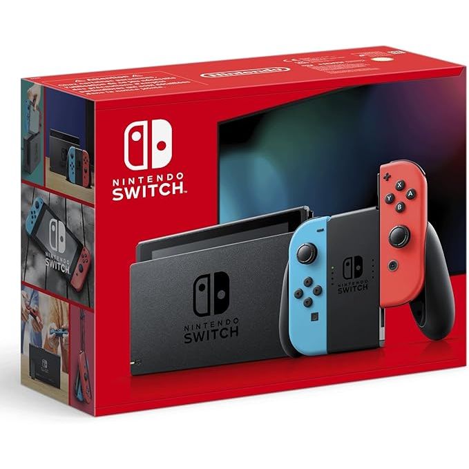Console Nintendo Switch con Joy-Con rosso neon e blu neon