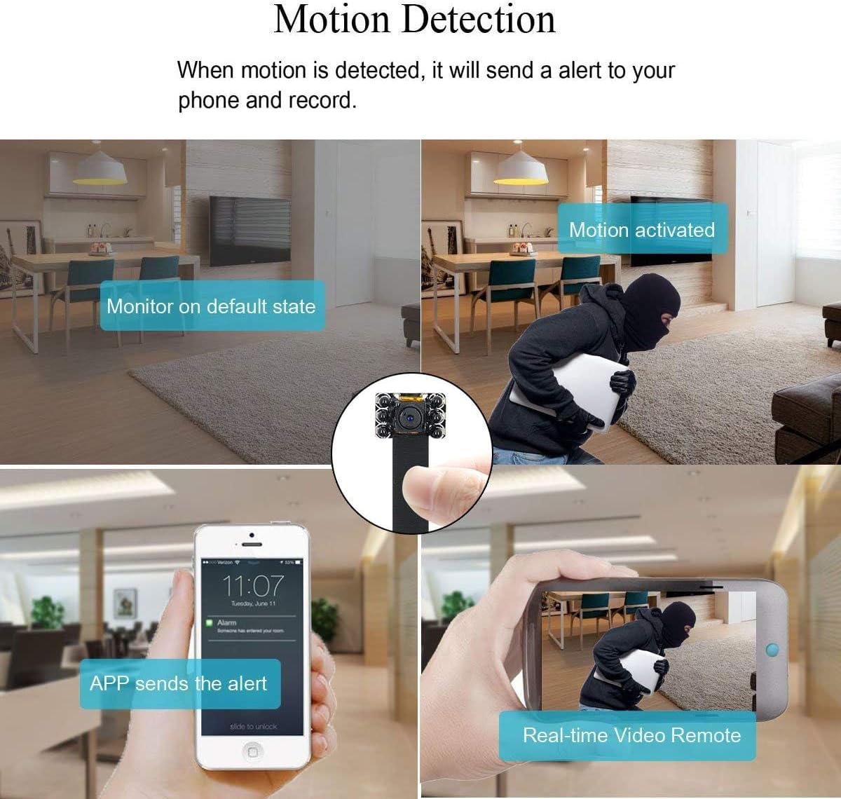 Camera Mini Sicurezza Nascosta HD Wi-Fi CCTV P2P Visione Notturna