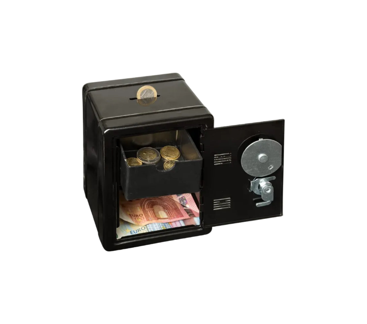 Idena 50034 - Cassaforte per risparmio, 120 x 105 x 160 mm, nero, 1 unità
