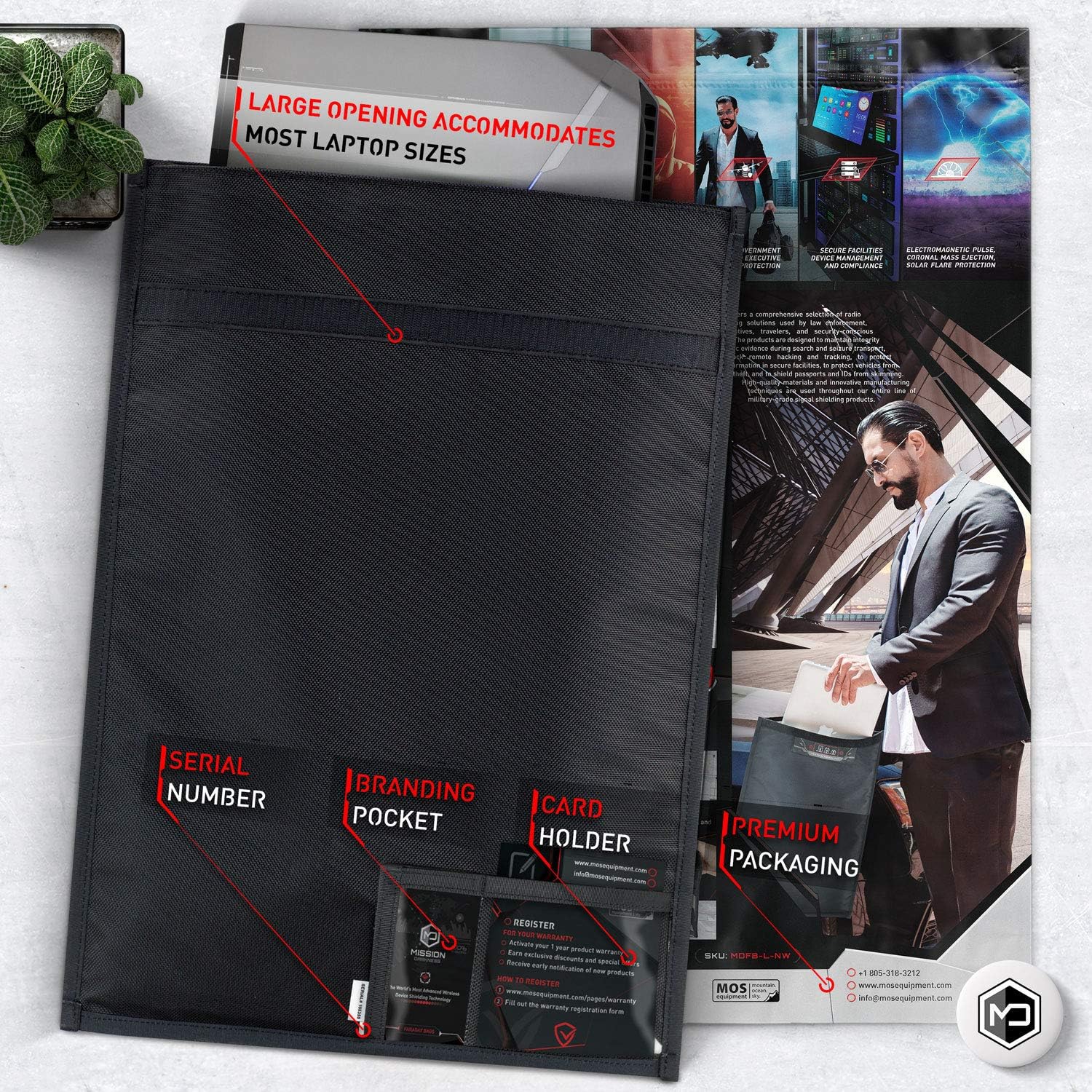 Mission Darkness Non-Window Faraday Bag for Laptops // Device Shielding for Law Enforcement, Military, Executive Privacy, EMP Protection, Travel & Data Security, Anti-hacking & Anti-tracking Assurance