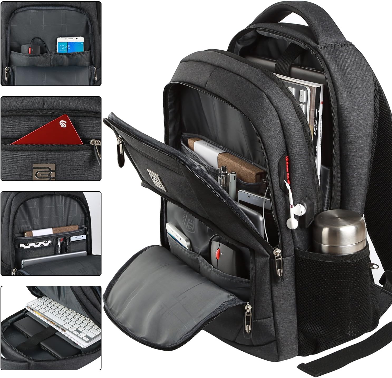 Volher Laptop Backpack,Business Travel Anti Theft Slim Durable Laptops Backpack,Water Resistant College Computer Bag for Women & Men Fits 15.6 Inch Laptop and Notebook - Black