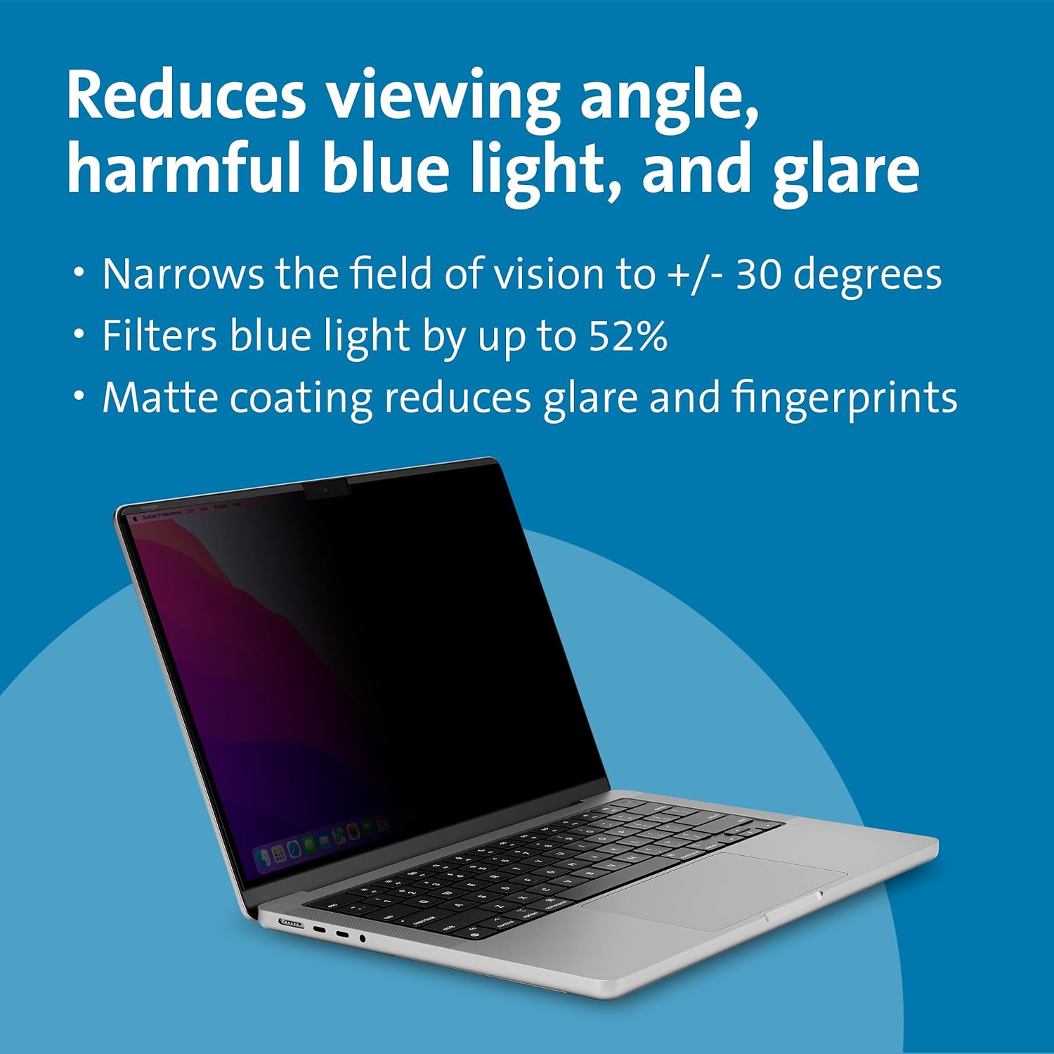 Kensington MagPro Elite Filtro privacy magnetico progettato esclusivamente per MacBook Pro 16" (2021 e successivi) M1, M2, M3 Pro/Max, rimovibile, antiriflesso, riduzione della luce blu (K58371WW)