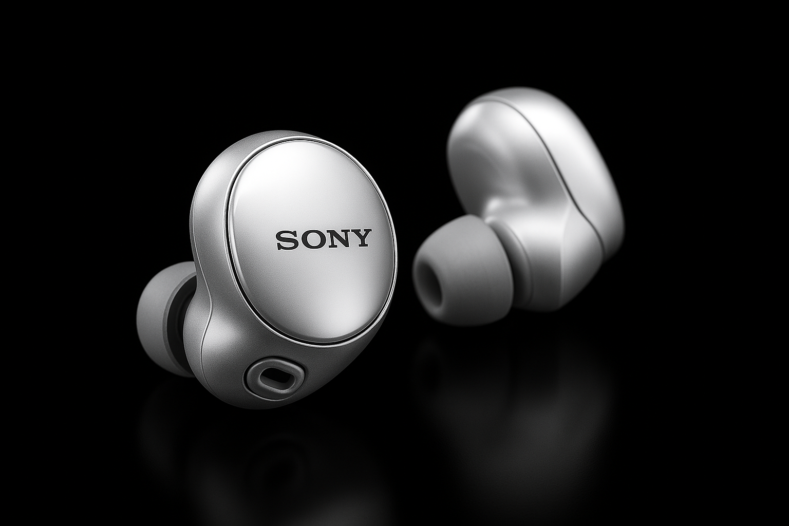 Auricolari sony ultrarealistici su sfondo nero