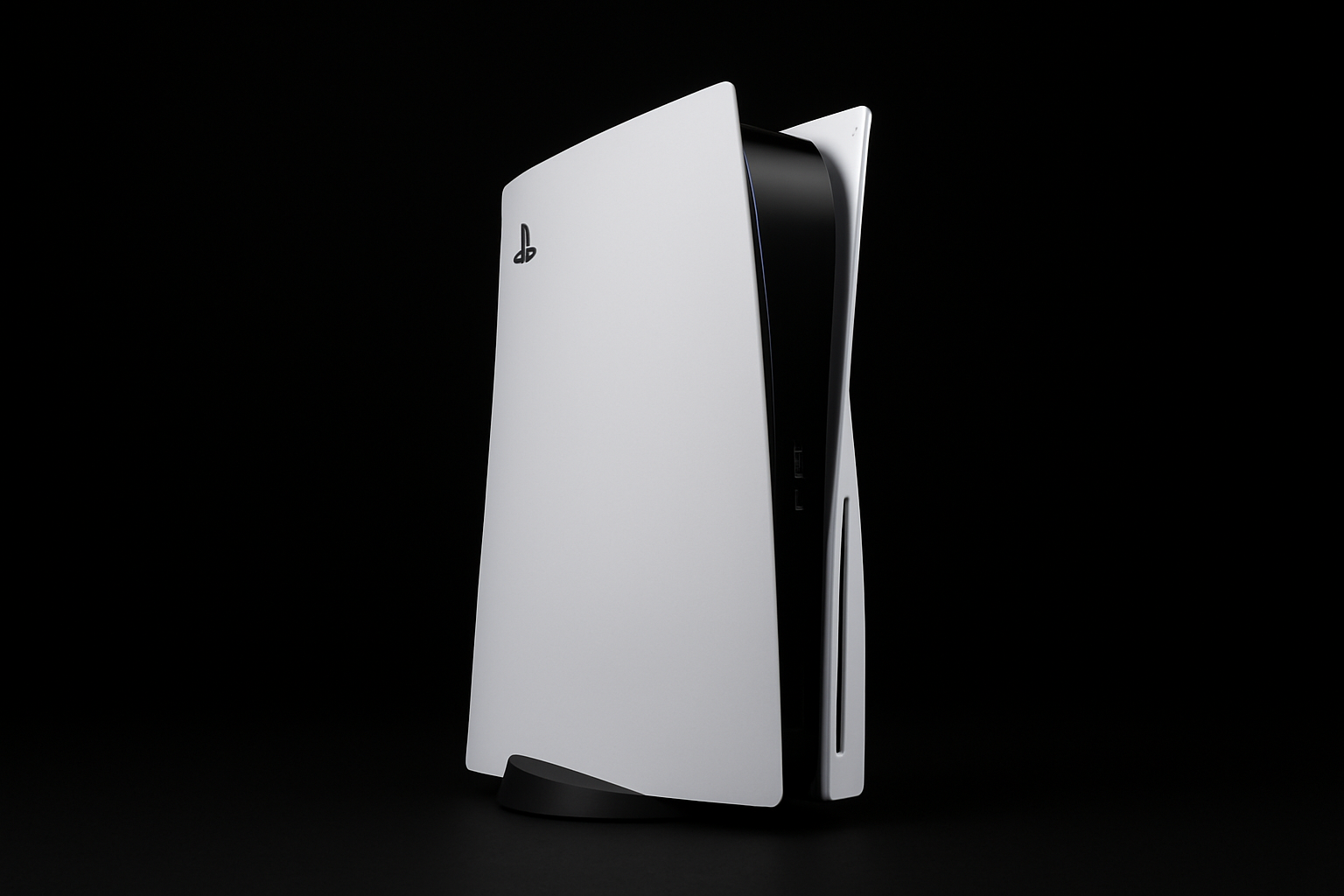 Ps5 bianca su sfondo nero
