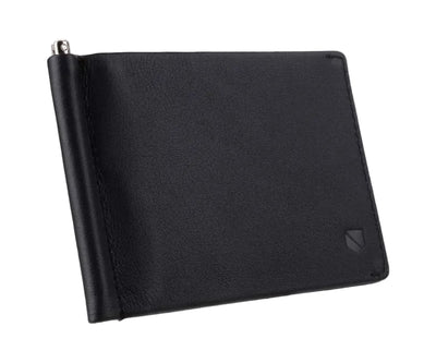 SLNT Leather RFID & NFC Blocking Money Clip Bi-Fold Wallet - Slim Profile, Lightweight Design, Great for Travel, Gift for Men - Signal Blocking Keeps Your Information Secure (Napa Leather, Black)