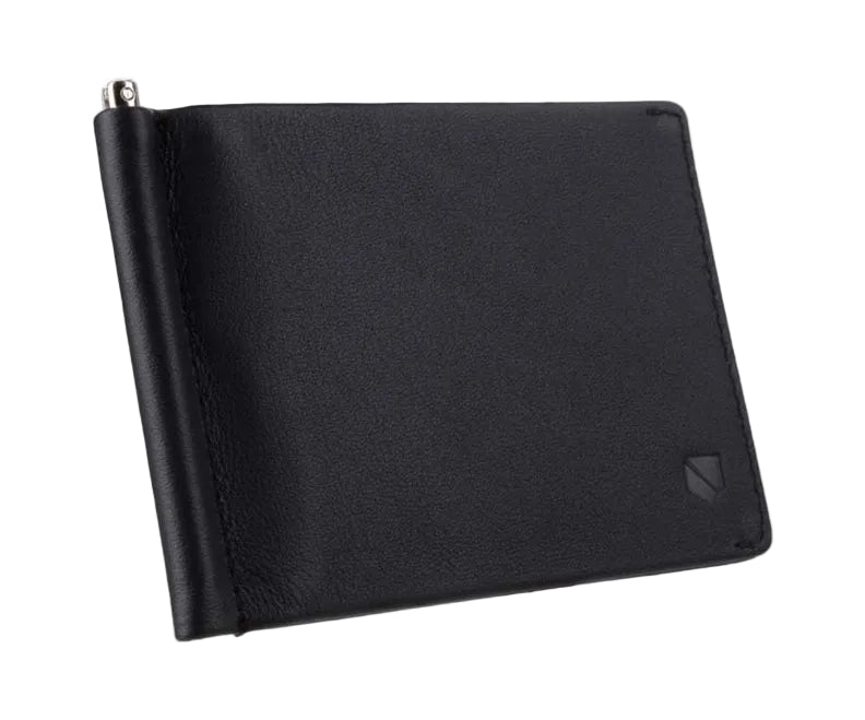 SLNT Leather RFID & NFC Blocking Money Clip Bi-Fold Wallet - Slim Profile, Lightweight Design, Great for Travel, Gift for Men - Signal Blocking Keeps Your Information Secure (Napa Leather, Black)