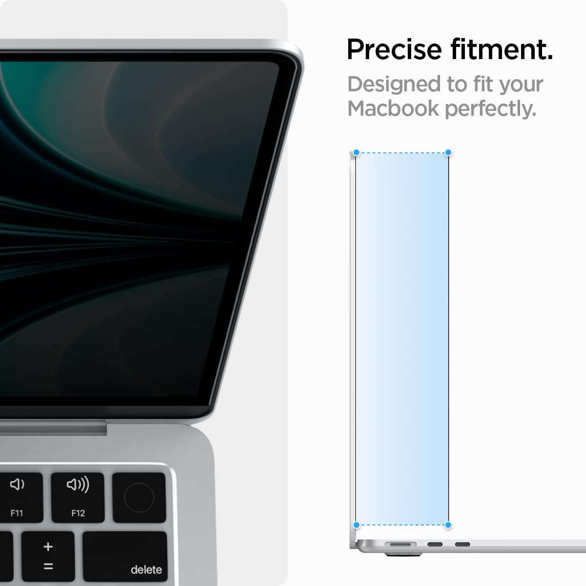 Spigen Safeview Filtro Privacy Magnetico compatibile con MacBook Air 13 pollci (M5 2026 / M4 2025 / M3 2024 / M2 2023), Anti-Spia, Rimovibile, con Panno per la Pulizia e Custodia