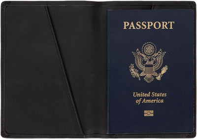 Silent Pocket Portafoglio per passaporto in pelle nera con blocco RFID, ideale per i viaggi