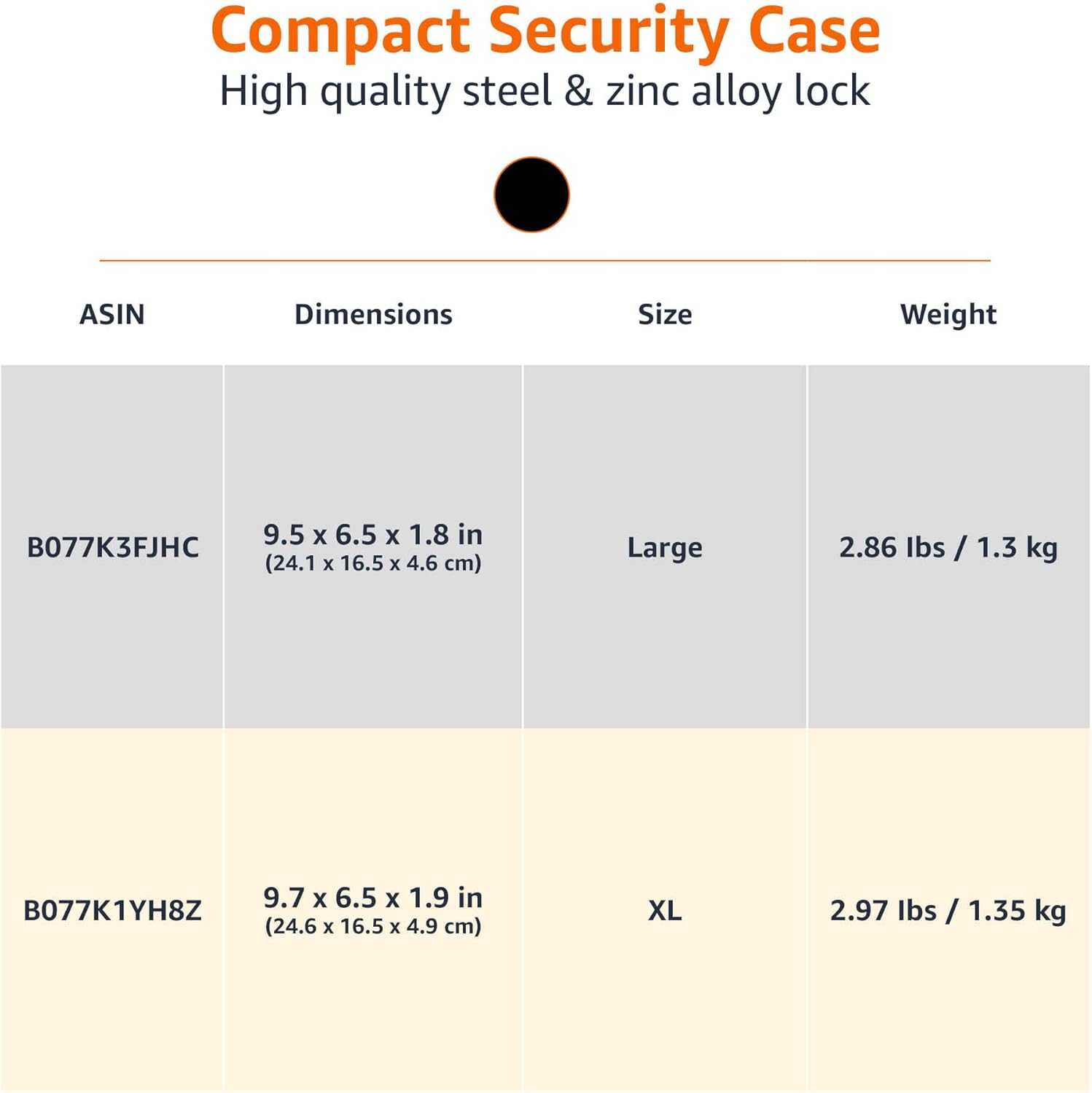 Amazon Basics Cassetta di sicurezza portatile, con serratura a combinazione, per documenti e gioielli, grande, nero
