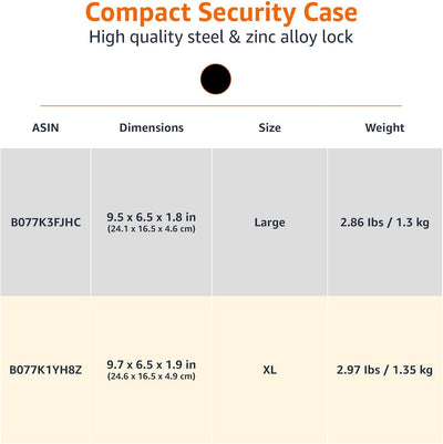 Amazon Basics Cassetta di sicurezza portatile, con serratura a combinazione, per documenti e gioielli, grande, nero
