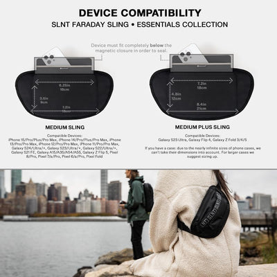 Silent Pocket SLNT Essentials Borsa a tracolla Faraday con blocco del segnale e tasca per ridurre i campi elettromagnetici, per uso in rete o fuori rete