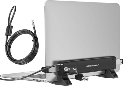 AboveTEK Blocco di Sicurezza per Laptop con 2m Cavo Chiavato: Stazione di Bloccaggio Antifurto, Larghezza Regolabile 28,2-39,8CM, Opzione di Montaggio Fisso o Portatile, Adatto per Notebook da 12"-16"
