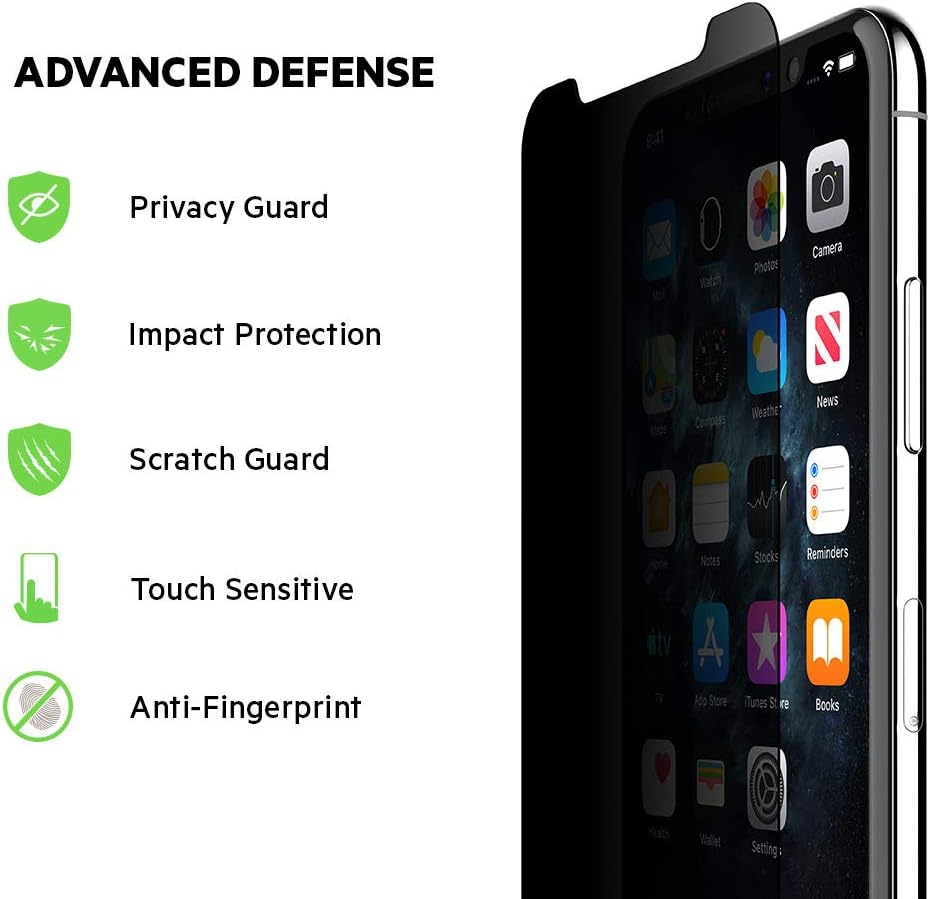 Belkin SCREENFORCE Tempered Glass Privacy Screen Protector for iPhone Xs Max, iPhone 11 Pro Max, OVA005zz