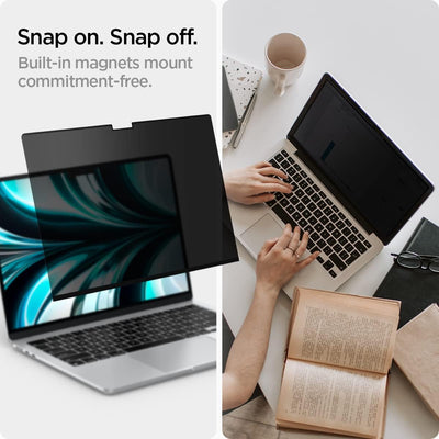Spigen Safeview Filtro Privacy Magnetico compatibile con MacBook Air 13 pollci (M5 2026 / M4 2025 / M3 2024 / M2 2023), Anti-Spia, Rimovibile, con Panno per la Pulizia e Custodia