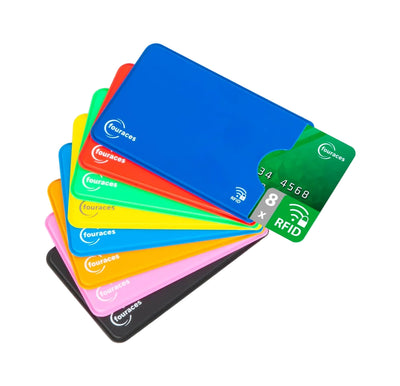 fouraces 8x porta tessere carte di credito con protezione RFID - proteggi tessera, schermato - per bancomat, blocking, protection