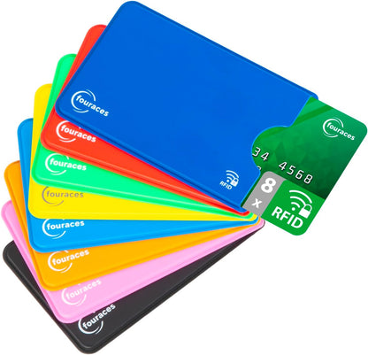 fouraces 8x porta tessere carte di credito con protezione RFID - proteggi tessera, schermato - per bancomat, blocking, protection