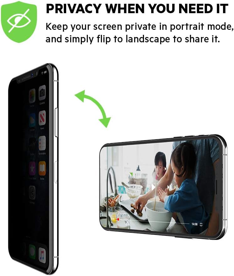 Belkin SCREENFORCE Tempered Glass Privacy Screen Protector for iPhone Xs Max, iPhone 11 Pro Max, OVA005zz