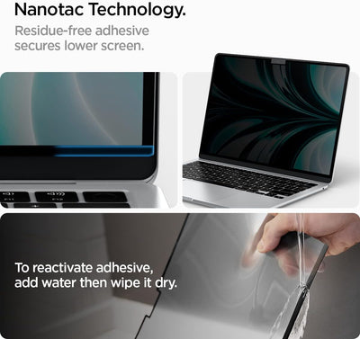 Spigen Safeview Filtro Privacy Magnetico compatibile con MacBook Air 13 pollci (M5 2026 / M4 2025 / M3 2024 / M2 2023), Anti-Spia, Rimovibile, con Panno per la Pulizia e Custodia