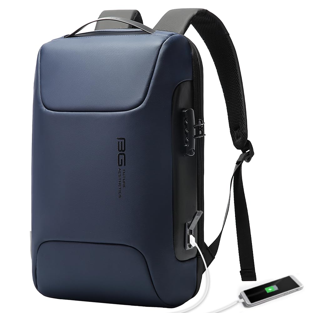 BANGE Anti Theft Business Backpack Fits 15.6 Inch Laptop,Lock Backpack with USB3.0 Charging Port for Office Work,Slim Laptop Backpack for Men and Women