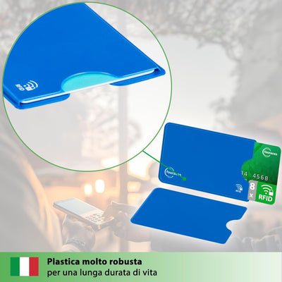 fouraces 8x porta tessere carte di credito con protezione RFID - proteggi tessera, schermato - per bancomat, blocking, protection