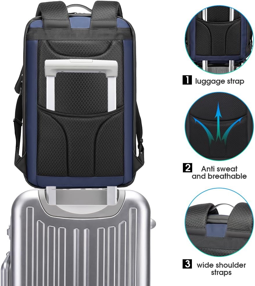BANGE Anti Theft Business Backpack Fits 15.6 Inch Laptop,Lock Backpack with USB3.0 Charging Port for Office Work,Slim Laptop Backpack for Men and Women