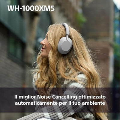 Sony WH-1000XM5 | Cuffie wireless con cancellazione del rumore, connessione multipoint, batteria fino a 30 ore e ricarica rapida, Alexa, Google Assistant e Siri - Argento, Uniche