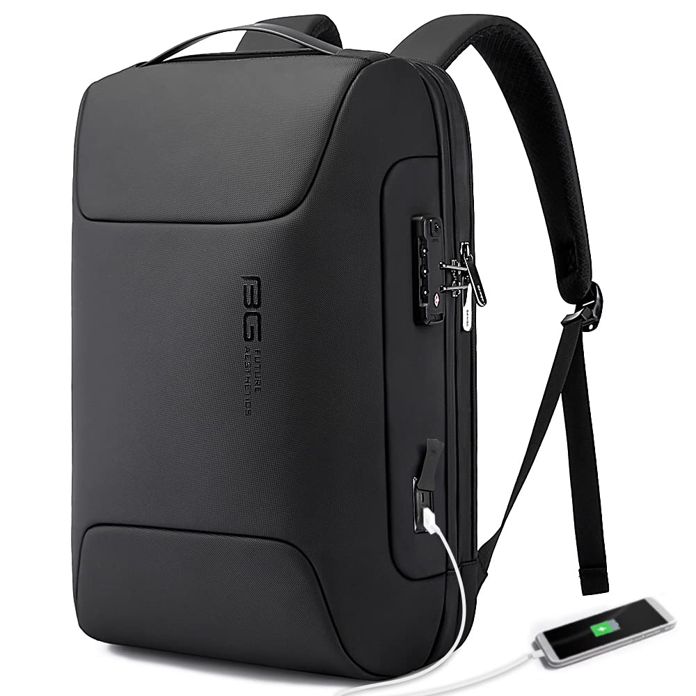 BANGE Anti Theft Business Backpack Fits 15.6 Inch Laptop,Lock Backpack with USB3.0 Charging Port for Office Work,Slim Laptop Backpack for Men and Women