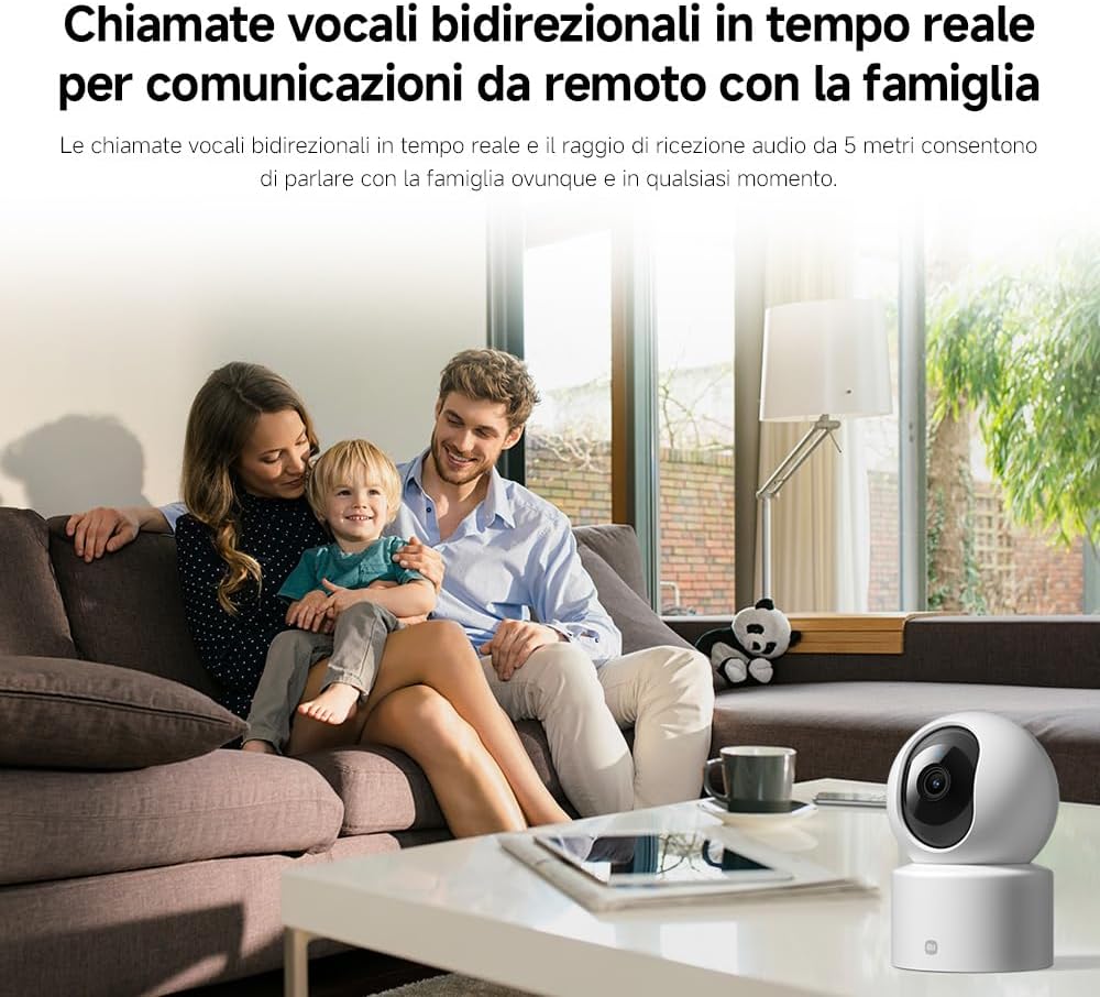 Xiaomi Smart Camera C301 (Videocamera di sorveglianza), risoluzione 2K, protezione privacy, visione notturna a colori, visione completa a 360°, rilvamento delle persone, audio bi-direzionale