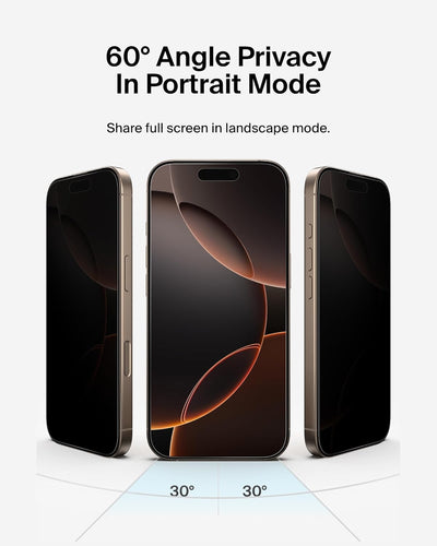 Belkin Recycled Privacy Screen Protector for iPhone 16 Pro 6.3" 2024| Drop & Scratch Protection, Privacy Filter, Anti-Fingerprint, Slim 0.33mm Design, Full Screen, Includes Easy Align Tray