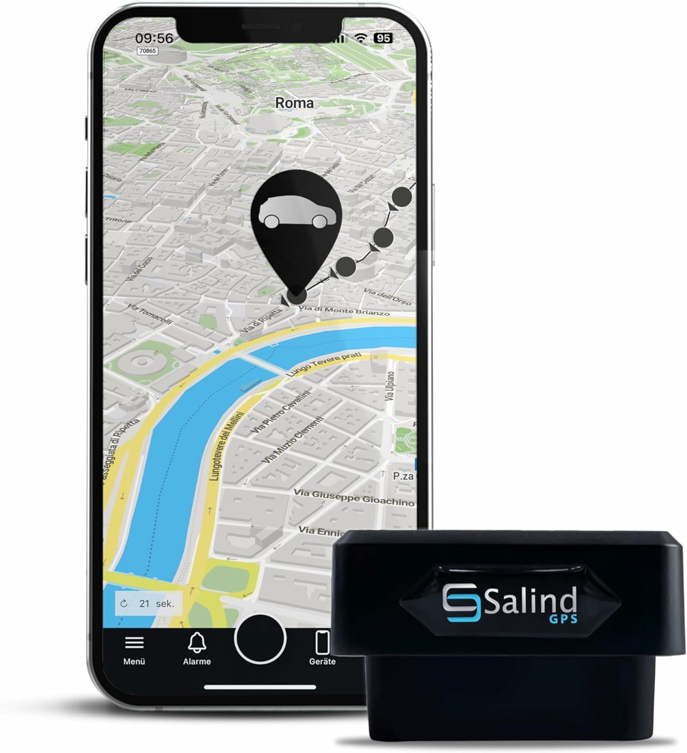 Salind 08 4G, OBD GPS Tracker, Localizzatore per Auto, Camion e Altri Veicoli, Geocalizzatore Gps con App e Connessione Diretta alla Presa OBD, Monitoraggio Percorso in Tempo Reale Tramite App