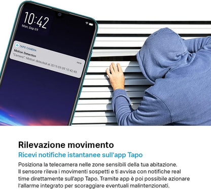 Tapo C210 Telecamera Wi-Fi Interno 2K(3MP), Videocamera Sorveglianza, Visione Notturna, Notifiche in Tempo Reale, Storage su Cloud, MicroSD fino a 512GB, Funziona con Alexa e Google Assistant