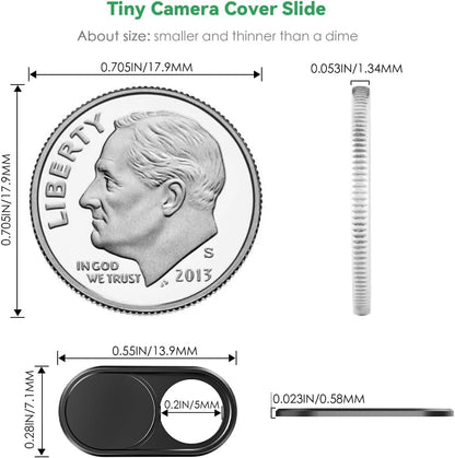 CloudValley Webcam Cover, 0.6mm Ultra-Sottile Metallo Copri Webcam Copertura per MacBook Pro* Air, iPad, Laptop, iMac, PC, Computer, Phone Accessori, 2 Pezzi Nero