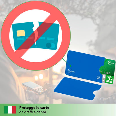 fouraces 8x porta tessere carte di credito con protezione RFID - proteggi tessera, schermato - per bancomat, blocking, protection