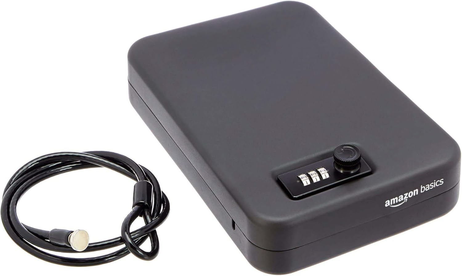 Amazon Basics Cassetta di sicurezza portatile, con serratura a combinazione, per documenti e gioielli, grande, nero